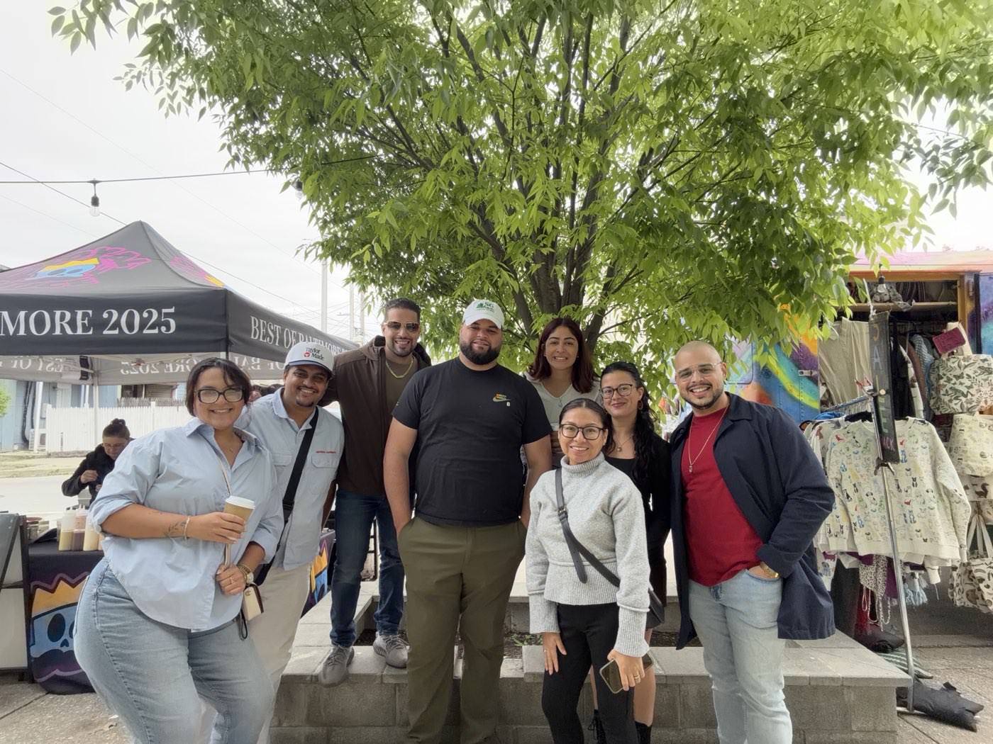 Latino entrepreneurs and business owners connecting at the Coladito gathering at Cafe Los Suenos in Remington, Baltimore