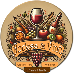 Bodega and Vino logo, Latino-owned wine bar and host sponsor of Colado Latino Network in Baltimore
