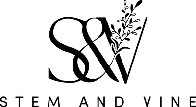 Stem and Vine logo, the Black-owned plant shop and wine bar that hosted the August 2026 Colado Latino Network event in downtown Baltimore